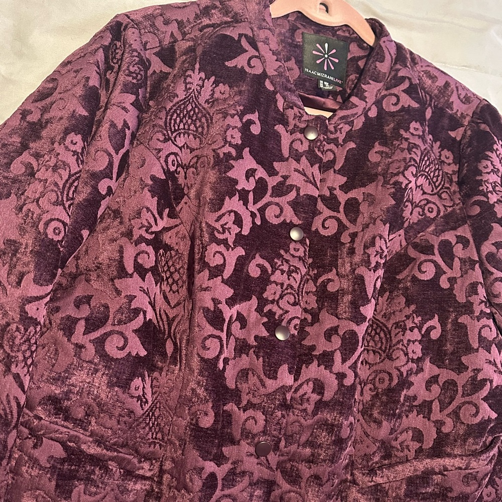 Isaac Mizrahi Plum Velvet Brocade Jacket